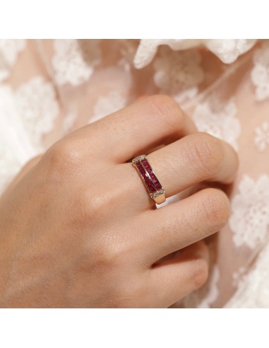 Bague lignes rubis calibrés et diamants 50-70% off 