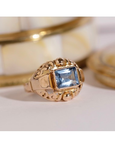 Bague Tank verre bleu clair français