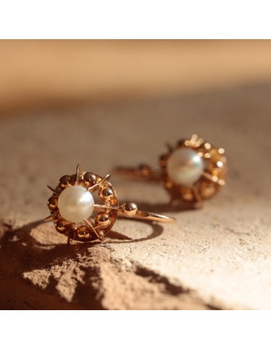 Boucles d’oreilles dormeuses anciennes soleil perles basket pas cher