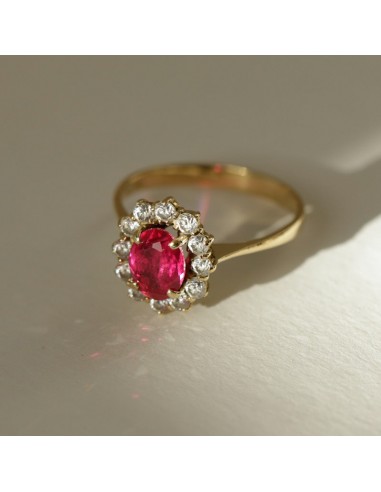 Bague marguerite rubis de synthèse livraison gratuite