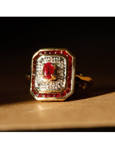 Bague vintage années 80' rubis diamants vous aussi creer 