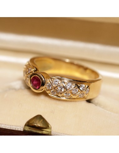 Bague vintage ronde rubis et diamants la livraison gratuite