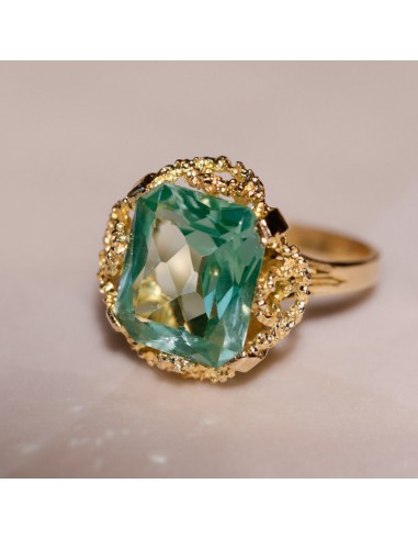 Bague cocktail vintage pierre bleu vert Venez acheter