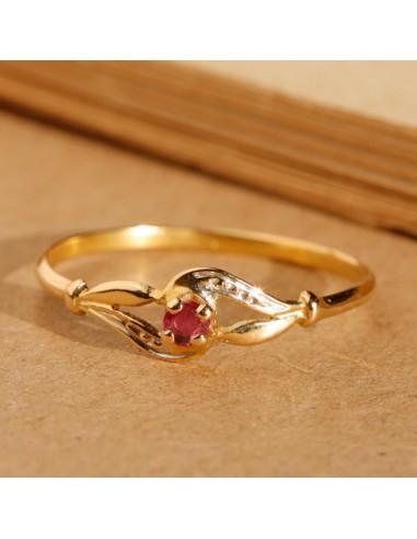 Bague fine solitaire rubis vagues Livraison rapide