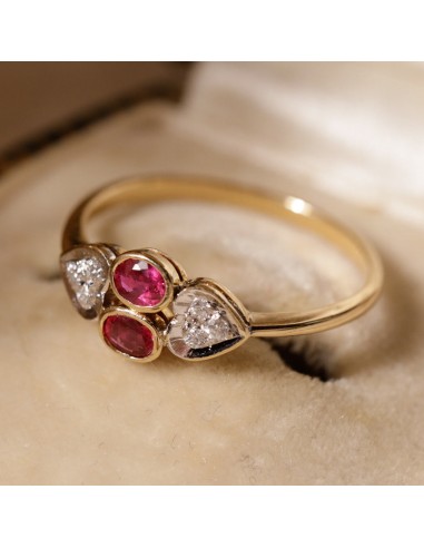 Bague ancienne or 18 carats rubis et petits coeur diamants JUSQU'A -70%! 