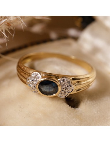 Bague jonc vintage saphir serti clos les ctes