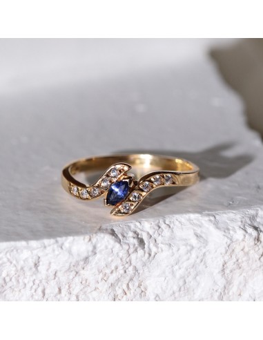 Bague fine croisée saphir navette zircones prix pour 