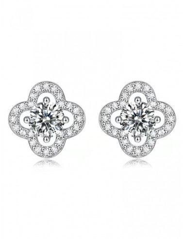 BOUCLES D'OREILLES  MOISSANITE STUD TRÈFLE paiement sécurisé