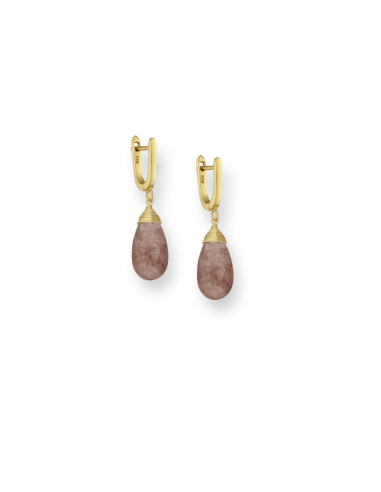 BOUCLES D'OREILLES  DROPS QUARTZ FRAISE acheter en ligne