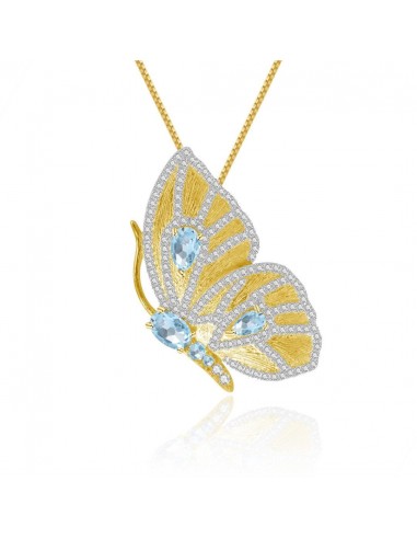 COLLIER-BROCHE MONARQUE TOPAZE BLEU CIEL soldes