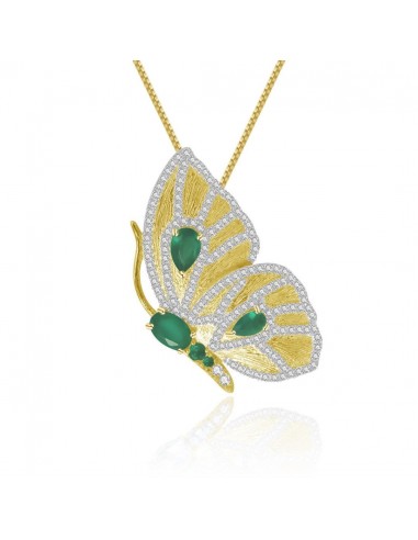 COLLIER-BROCHE MONARQUE AGATE VERTE destockage