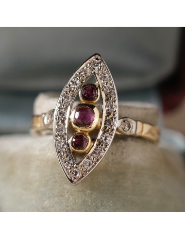 Bague marquise ancienne rubis diamants pas cher chine