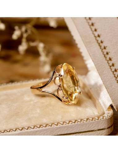 Bague navette citrine vintage les ctes